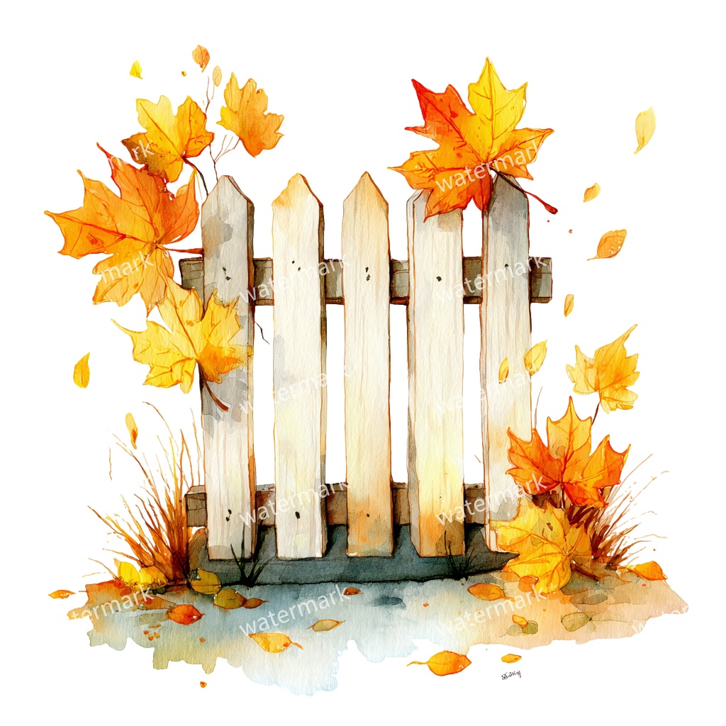 【商用利用可】白いピケットフェンス(水彩ホワイトフェンス)クリップアート15点セット|高解像度・透過PNG|印刷OK|コラージュ・ジャンクジャーナル素材|即ダウンロード