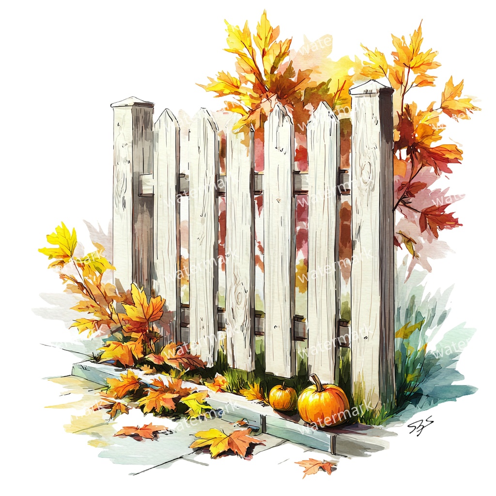 【商用利用可】白いピケットフェンス(水彩ホワイトフェンス)クリップアート15点セット|高解像度・透過PNG|印刷OK|コラージュ・ジャンクジャーナル素材|即ダウンロード
