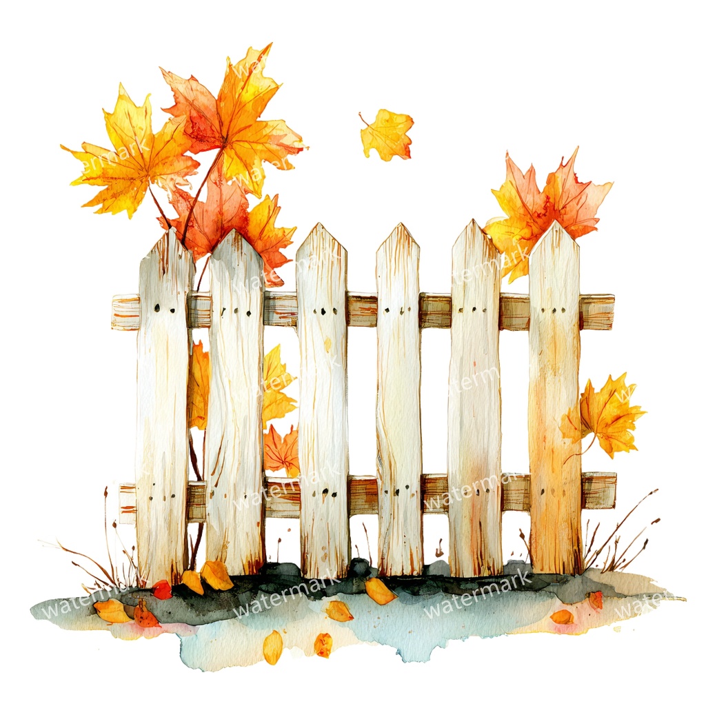 【商用利用可】白いピケットフェンス(水彩ホワイトフェンス)クリップアート15点セット|高解像度・透過PNG|印刷OK|コラージュ・ジャンクジャーナル素材|即ダウンロード