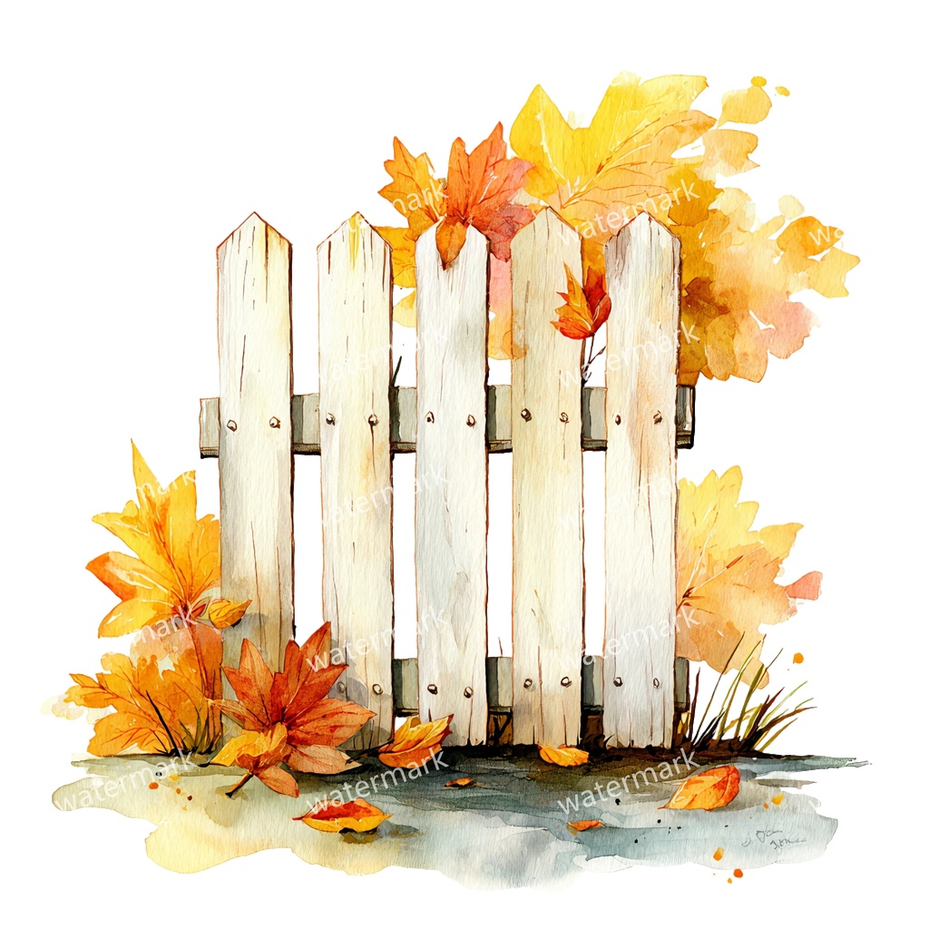 【商用利用可】白いピケットフェンス(水彩ホワイトフェンス)クリップアート15点セット|高解像度・透過PNG|印刷OK|コラージュ・ジャンクジャーナル素材|即ダウンロード