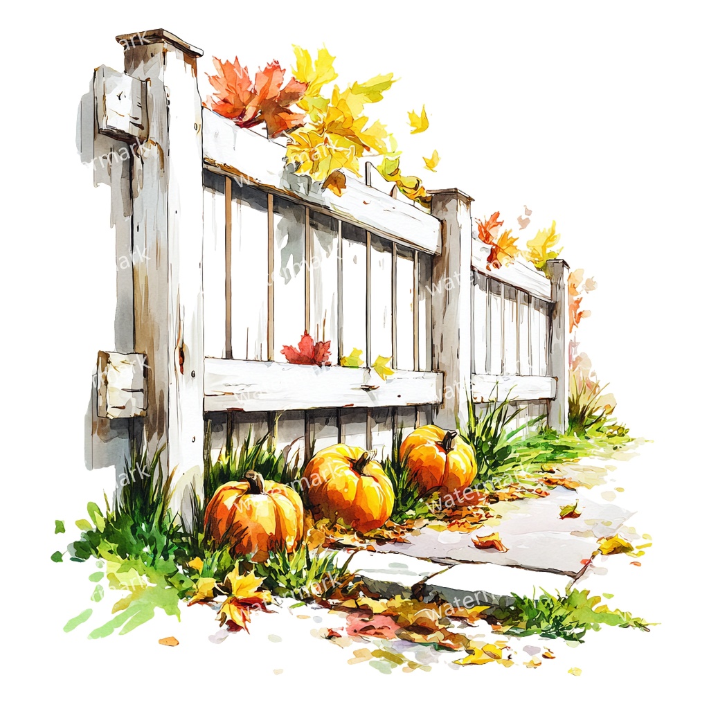 【商用利用可】白いピケットフェンス(水彩ホワイトフェンス)クリップアート15点セット|高解像度・透過PNG|印刷OK|コラージュ・ジャンクジャーナル素材|即ダウンロード