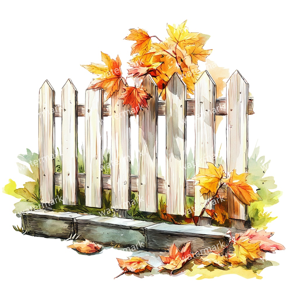 【商用利用可】白いピケットフェンス(水彩ホワイトフェンス)クリップアート15点セット|高解像度・透過PNG|印刷OK|コラージュ・ジャンクジャーナル素材|即ダウンロード