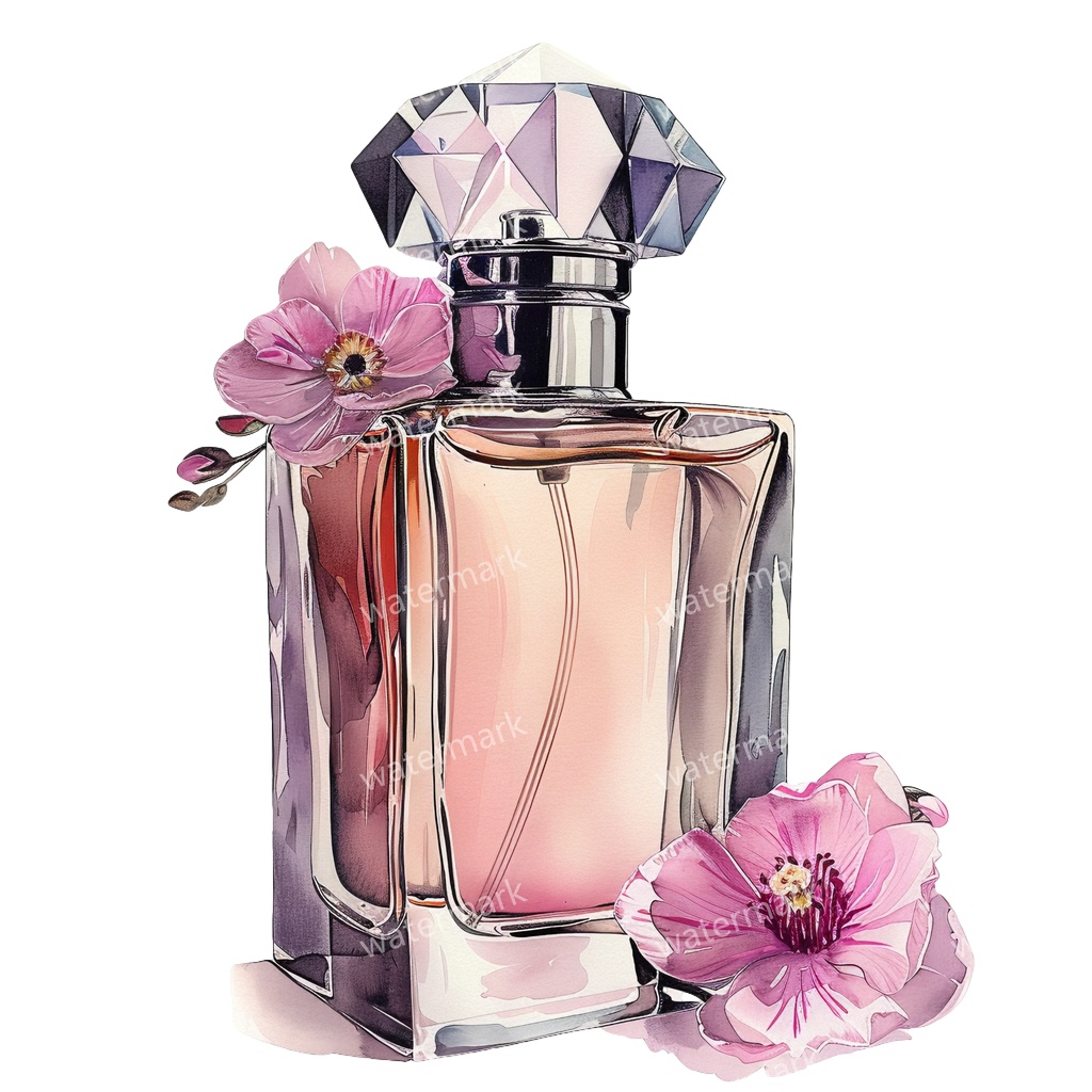 【商用利用可】香水ボトル（水彩パフューム）クリップアート20点セット｜高解像度・透過PNG｜印刷OK｜コラージュ・ジャンクジャーナル素材｜即ダウンロード