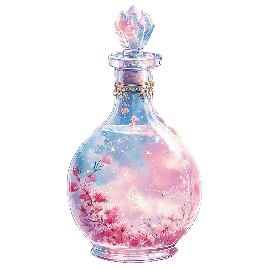 【商用利用可】魔女のポーション(水彩魔法薬)クリップアート19点セット|高解像度・透過PNG|印刷OK|コラージュ・ジャンクジャーナル素材|即ダウンロード