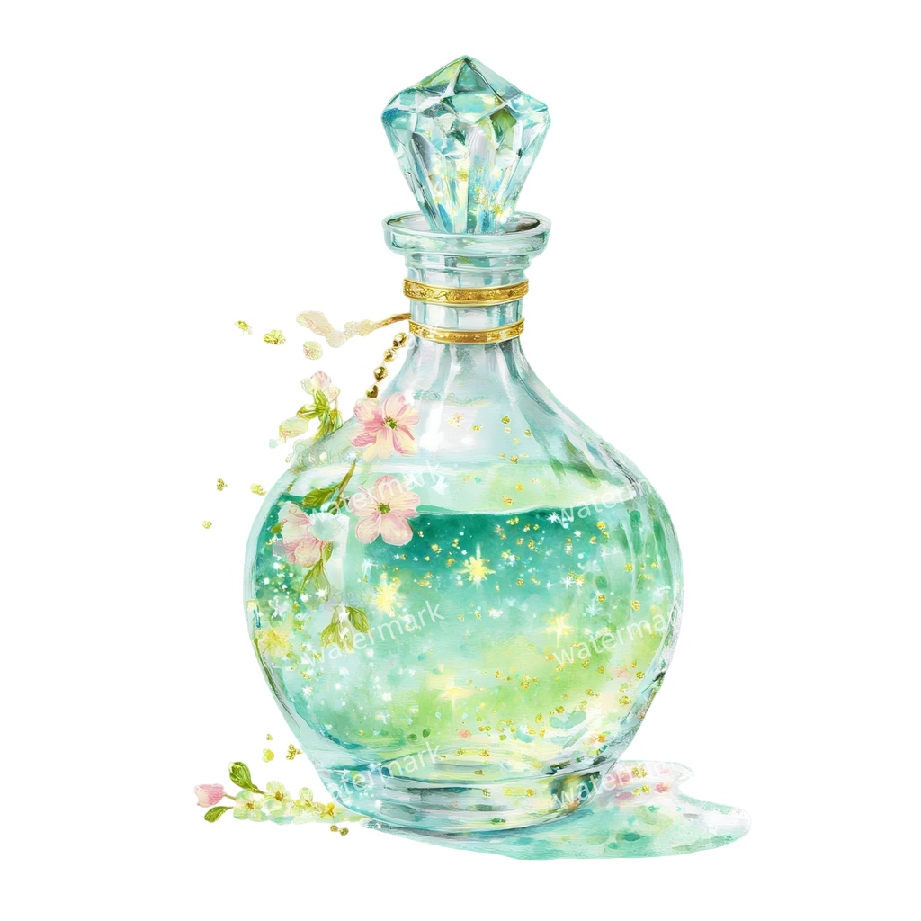 【商用利用可】魔女のポーション(水彩魔法薬)クリップアート19点セット|高解像度・透過PNG|印刷OK|コラージュ・ジャンクジャーナル素材|即ダウンロード