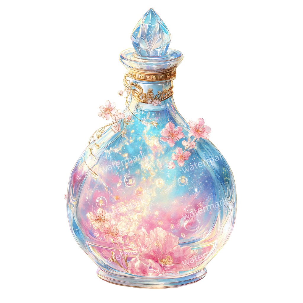 【商用利用可】魔女のポーション(水彩魔法薬)クリップアート19点セット|高解像度・透過PNG|印刷OK|コラージュ・ジャンクジャーナル素材|即ダウンロード