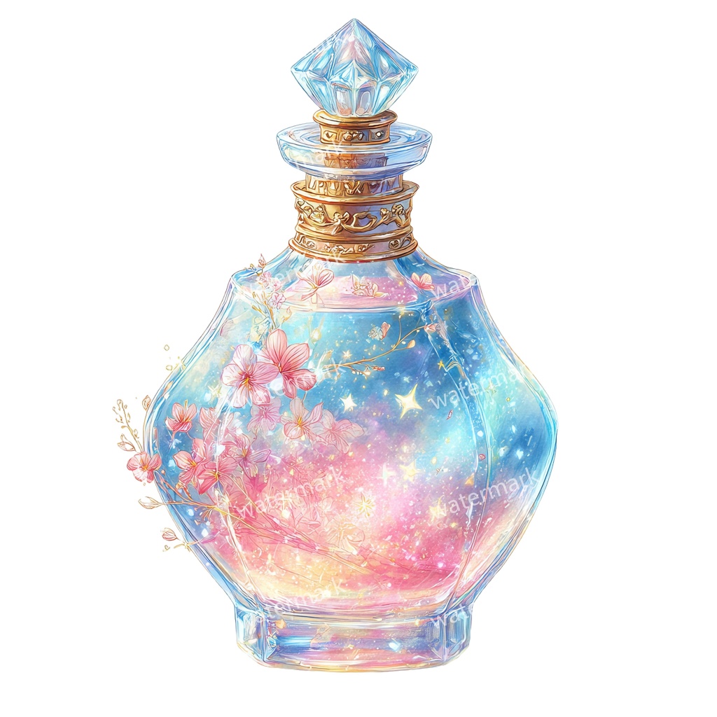 【商用利用可】魔女のポーション(水彩魔法薬)クリップアート19点セット|高解像度・透過PNG|印刷OK|コラージュ・ジャンクジャーナル素材|即ダウンロード