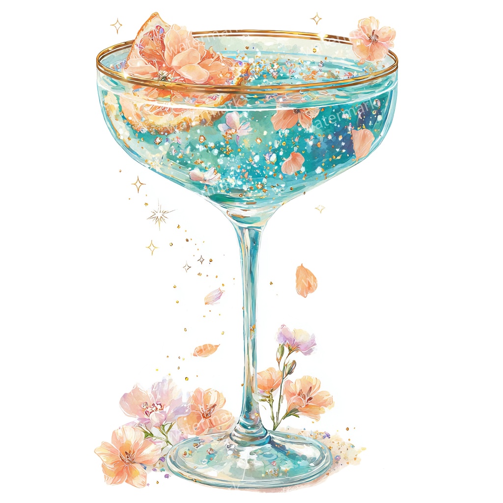 【商用利用可】カクテル(水彩ドリンク)クリップアート20点セット|高解像度・透過PNG|印刷OK|コラージュ・ジャンクジャーナル素材|即ダウンロード