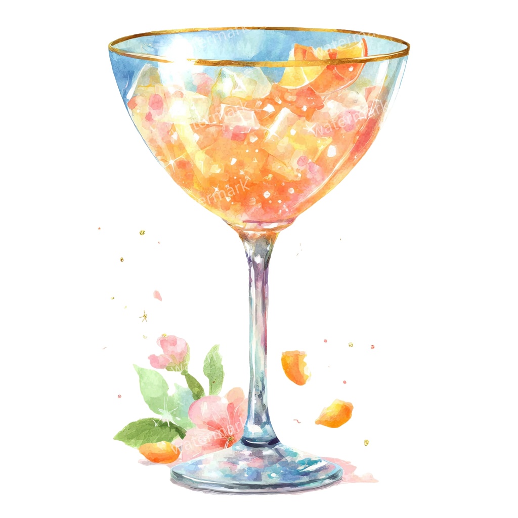 【商用利用可】カクテル(水彩ドリンク)クリップアート20点セット|高解像度・透過PNG|印刷OK|コラージュ・ジャンクジャーナル素材|即ダウンロード