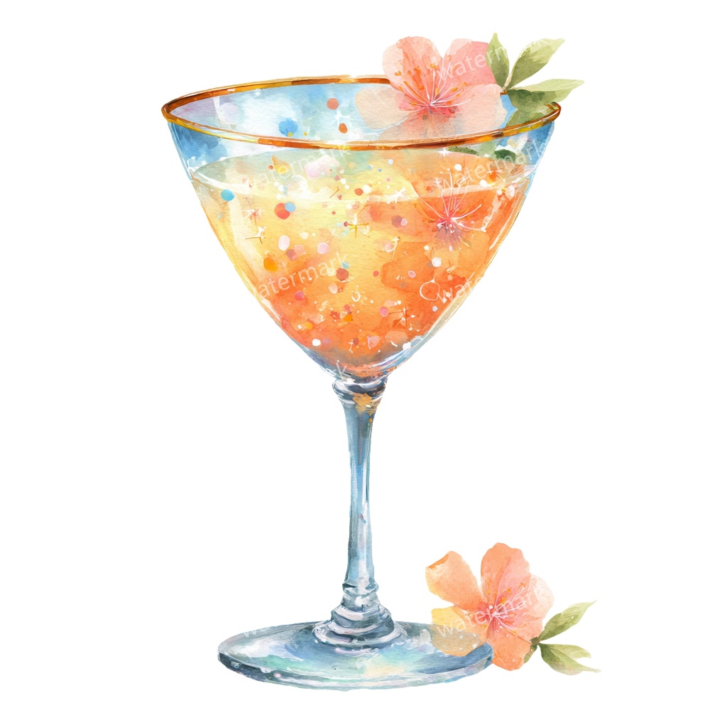 【商用利用可】カクテル(水彩ドリンク)クリップアート20点セット|高解像度・透過PNG|印刷OK|コラージュ・ジャンクジャーナル素材|即ダウンロード