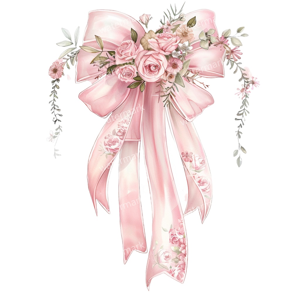 【商用利用可】ピンクコケットリボン(水彩リボンボウ)クリップアート20点セット|高解像度・透過PNG|印刷OK|コラージュ・ジャンクジャーナル素材|即ダウンロード