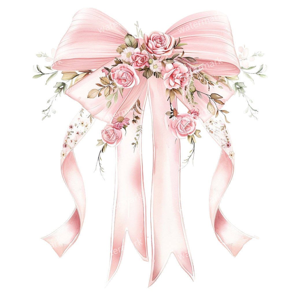 【商用利用可】ピンクコケットリボン(水彩リボンボウ)クリップアート20点セット|高解像度・透過PNG|印刷OK|コラージュ・ジャンクジャーナル素材|即ダウンロード