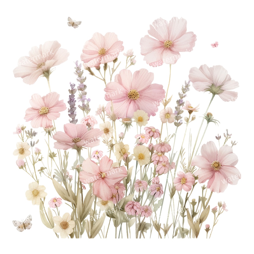 【商用利用可】ピンクフラワーボーダー(水彩花フレーム)クリップアート19点セット|高解像度・透過PNG|印刷OK|コラージュ・ジャンクジャーナル素材|即ダウンロード