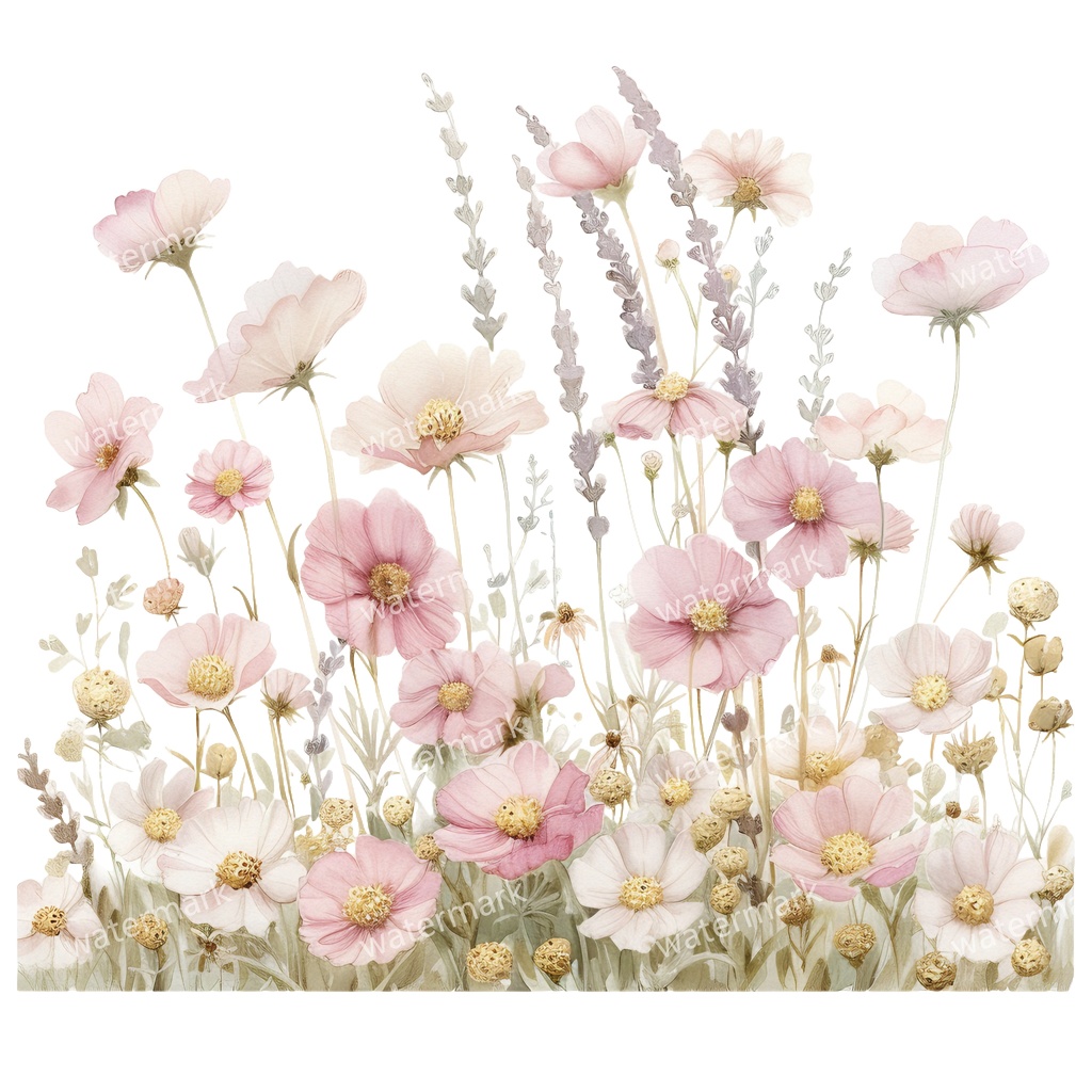 【商用利用可】ピンクフラワーボーダー(水彩花フレーム)クリップアート19点セット|高解像度・透過PNG|印刷OK|コラージュ・ジャンクジャーナル素材|即ダウンロード