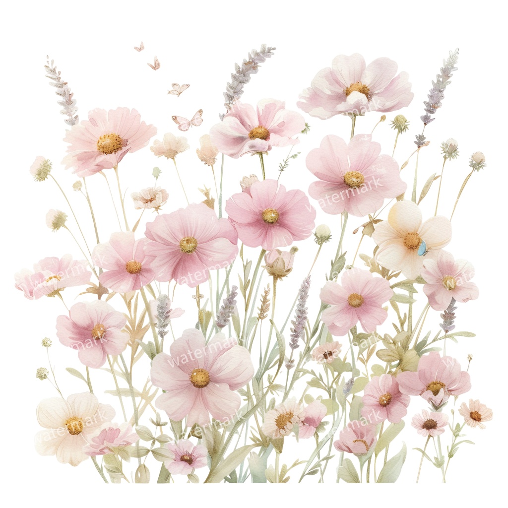 【商用利用可】ピンクフラワーボーダー(水彩花フレーム)クリップアート19点セット|高解像度・透過PNG|印刷OK|コラージュ・ジャンクジャーナル素材|即ダウンロード