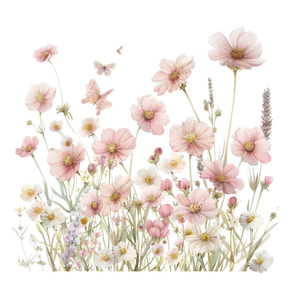 【商用利用可】ピンクフラワーボーダー(水彩花フレーム)クリップアート19点セット|高解像度・透過PNG|印刷OK|コラージュ・ジャンクジャーナル素材|即ダウンロード