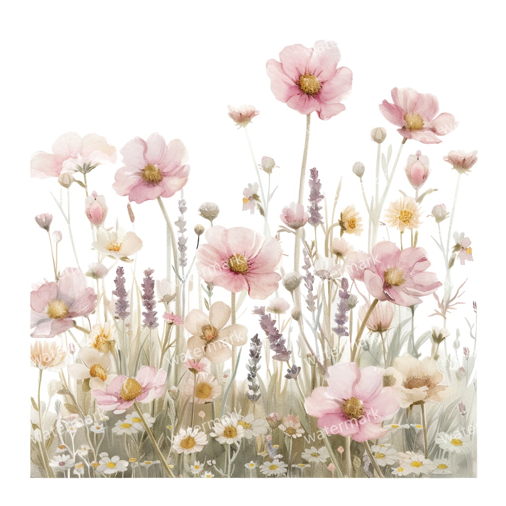 【商用利用可】ピンクフラワーボーダー(水彩花フレーム)クリップアート19点セット|高解像度・透過PNG|印刷OK|コラージュ・ジャンクジャーナル素材|即ダウンロード