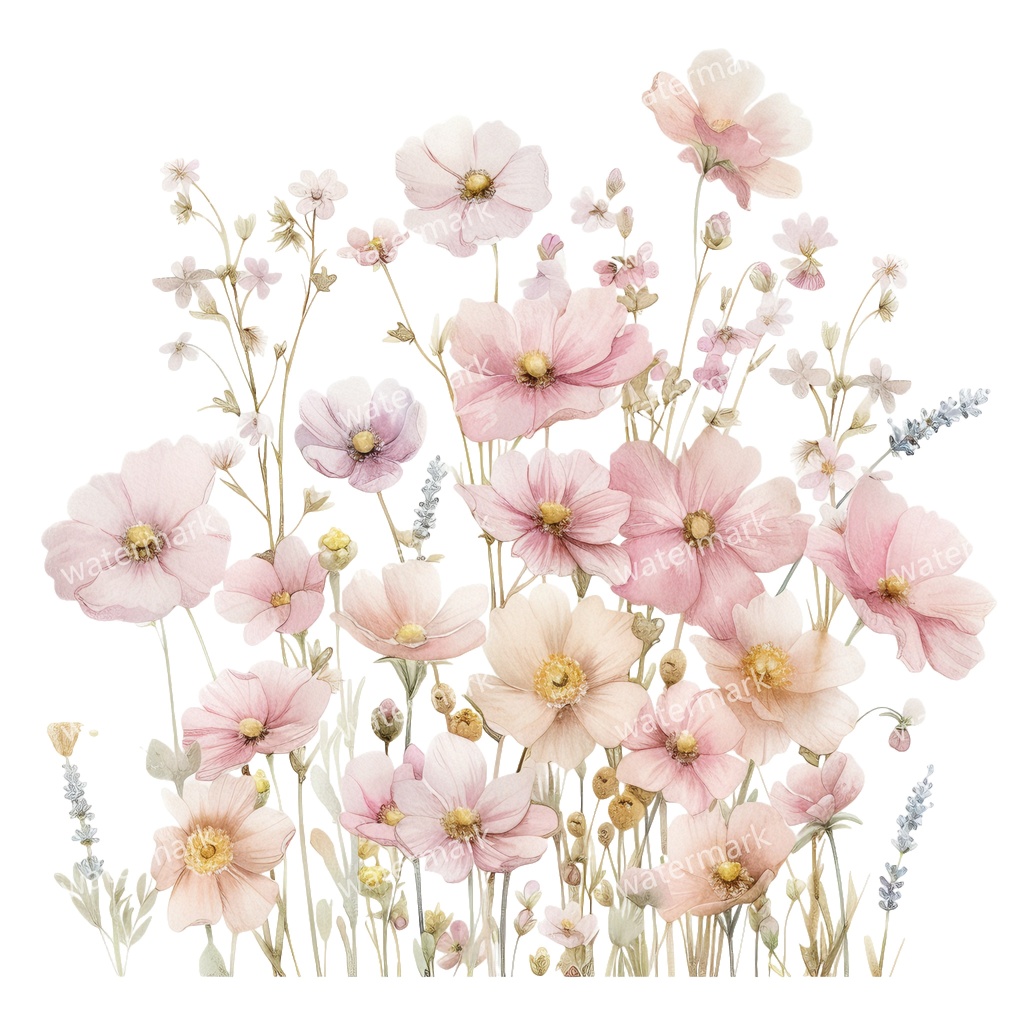 【商用利用可】ピンクフラワーボーダー(水彩花フレーム)クリップアート19点セット|高解像度・透過PNG|印刷OK|コラージュ・ジャンクジャーナル素材|即ダウンロード