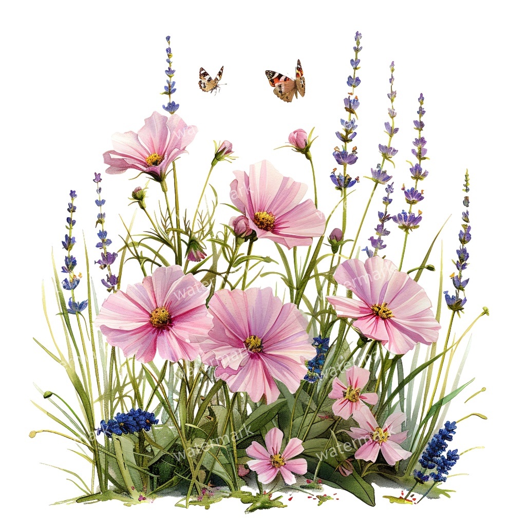 【商用利用可】野の花(水彩メドウフラワー)クリップアート20点セット|高解像度・透過PNG|印刷OK|コラージュ・ジャンクジャーナル素材|即ダウンロード