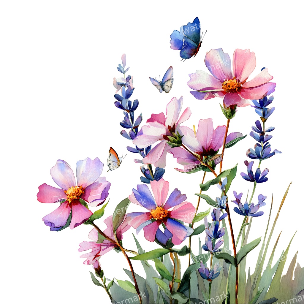 【商用利用可】野の花(水彩メドウフラワー)クリップアート20点セット|高解像度・透過PNG|印刷OK|コラージュ・ジャンクジャーナル素材|即ダウンロード