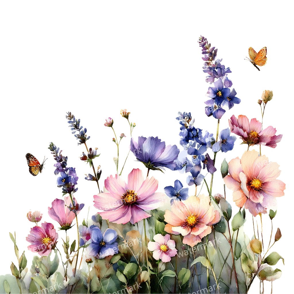 【商用利用可】野の花(水彩メドウフラワー)クリップアート20点セット|高解像度・透過PNG|印刷OK|コラージュ・ジャンクジャーナル素材|即ダウンロード