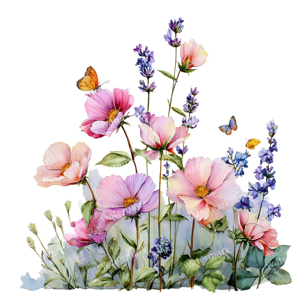 【商用利用可】野の花(水彩メドウフラワー)クリップアート20点セット|高解像度・透過PNG|印刷OK|コラージュ・ジャンクジャーナル素材|即ダウンロード