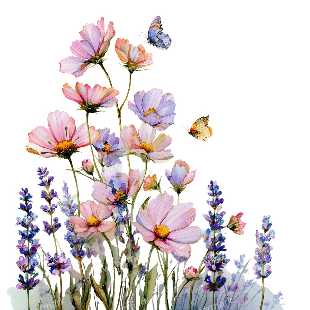 【商用利用可】野の花(水彩メドウフラワー)クリップアート20点セット|高解像度・透過PNG|印刷OK|コラージュ・ジャンクジャーナル素材|即ダウンロード