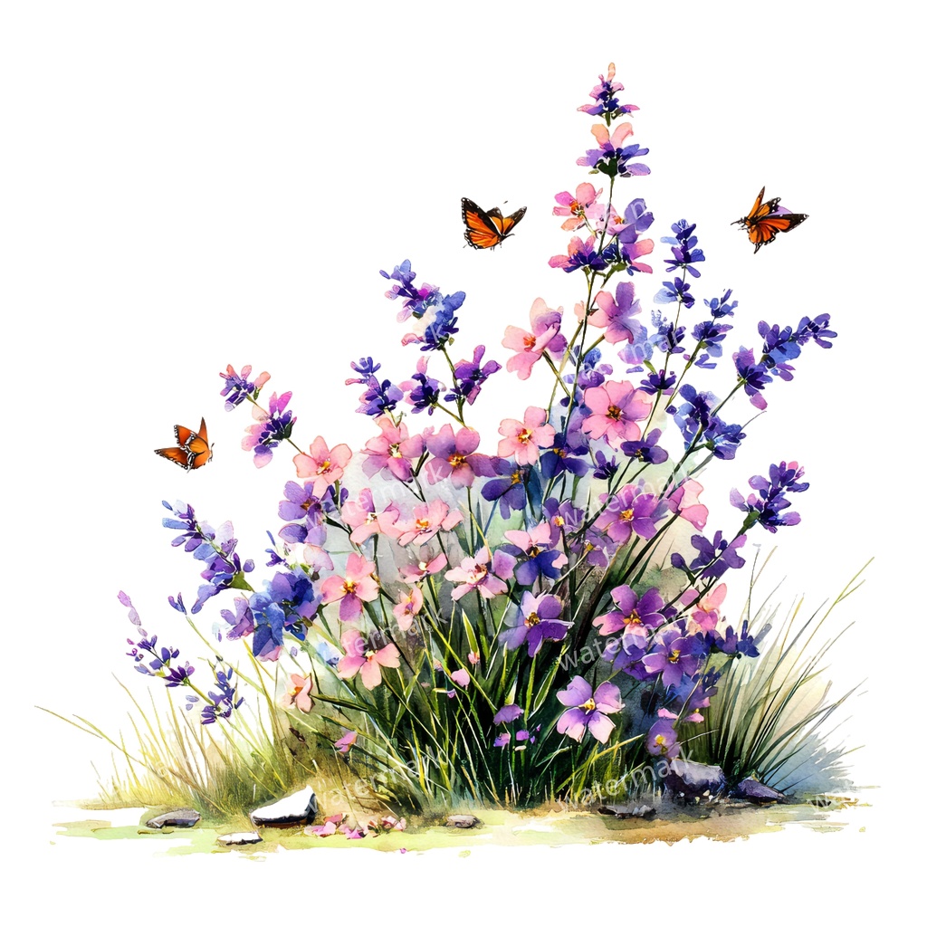 【商用利用可】野の花(水彩メドウフラワー)クリップアート20点セット|高解像度・透過PNG|印刷OK|コラージュ・ジャンクジャーナル素材|即ダウンロード