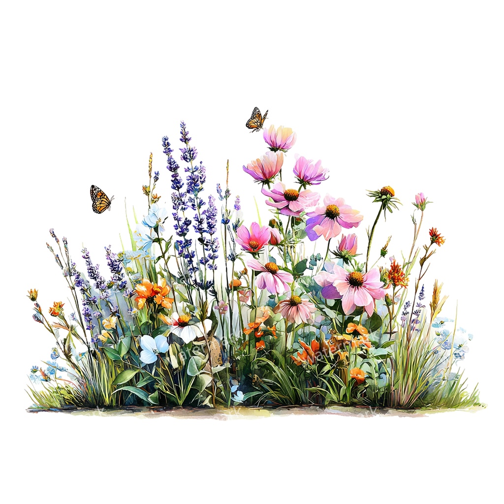 【商用利用可】野の花(水彩メドウフラワー)クリップアート20点セット|高解像度・透過PNG|印刷OK|コラージュ・ジャンクジャーナル素材|即ダウンロード