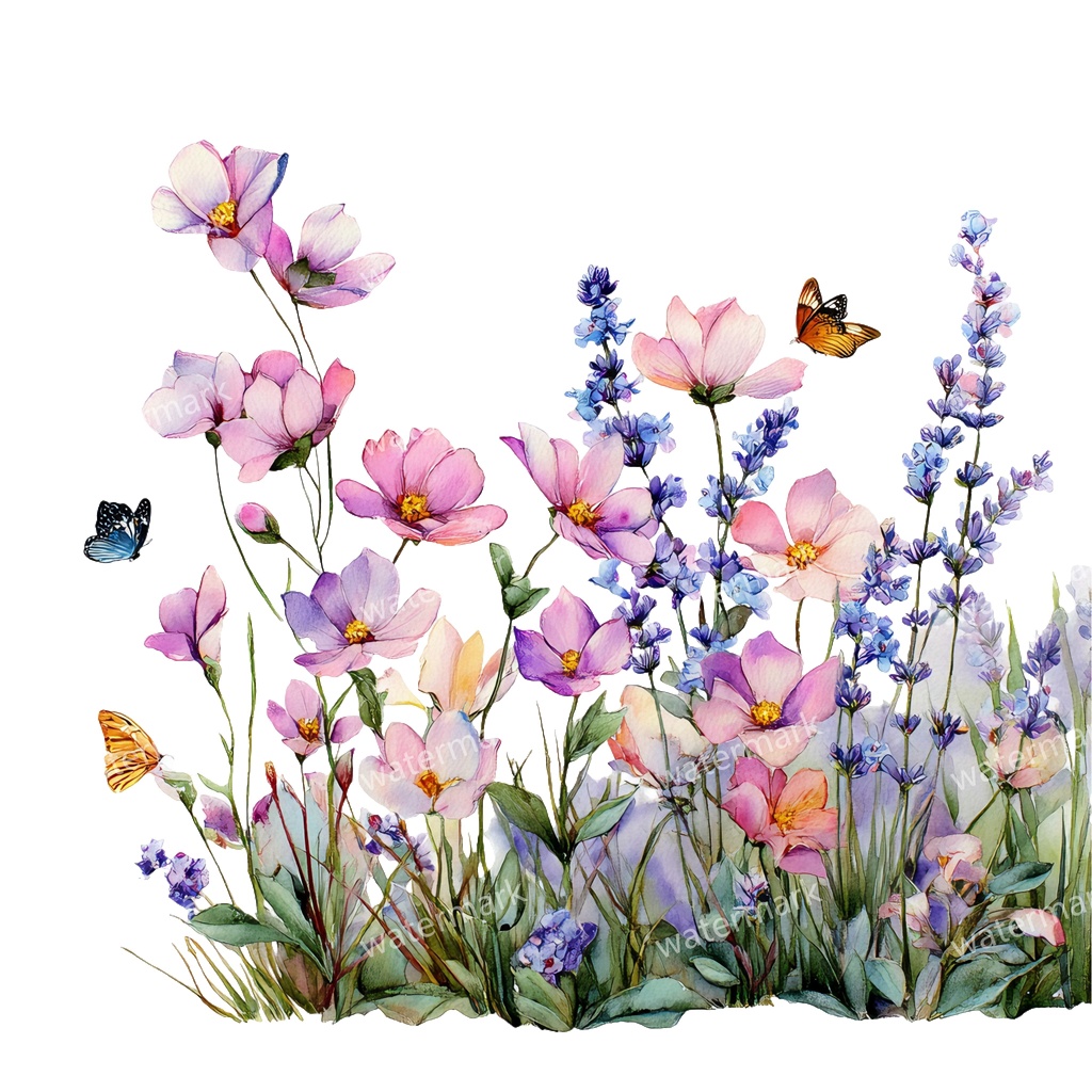 【商用利用可】野の花(水彩メドウフラワー)クリップアート20点セット|高解像度・透過PNG|印刷OK|コラージュ・ジャンクジャーナル素材|即ダウンロード