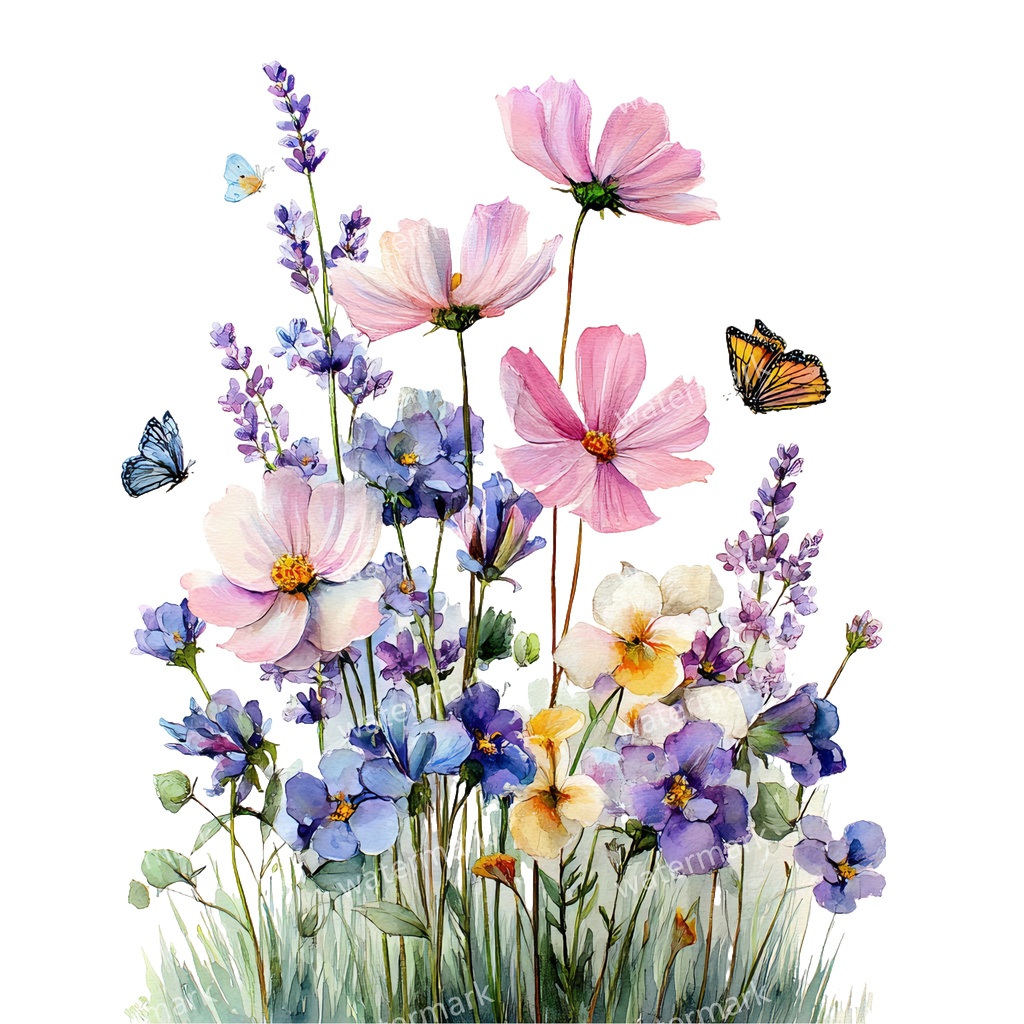 【商用利用可】野の花(水彩メドウフラワー)クリップアート20点セット|高解像度・透過PNG|印刷OK|コラージュ・ジャンクジャーナル素材|即ダウンロード
