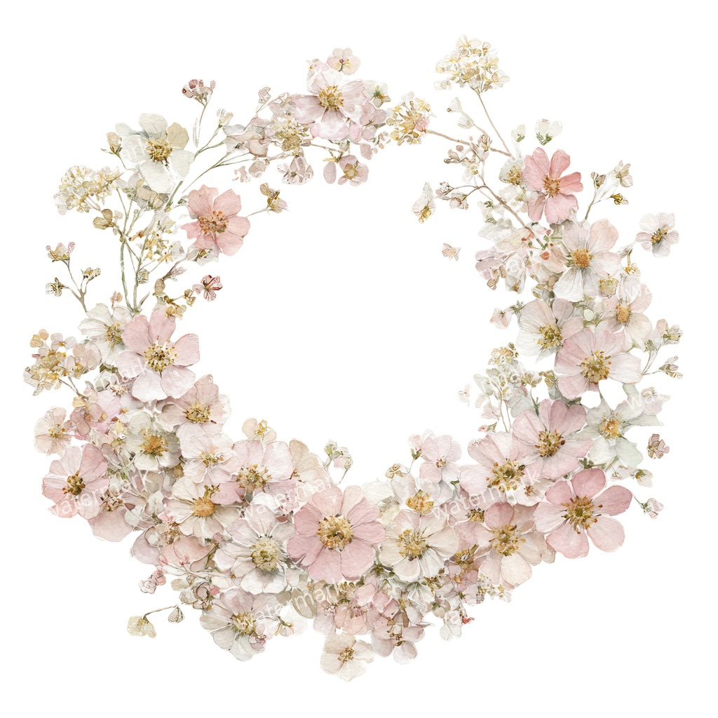 【商用利用可】ピンクフラワーフレーム(水彩花枠)クリップアート15点セット|高解像度・透過PNG|印刷OK|コラージュ・ジャンクジャーナル素材|即ダウンロード