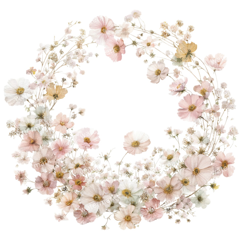 【商用利用可】ピンクフラワーフレーム(水彩花枠)クリップアート15点セット|高解像度・透過PNG|印刷OK|コラージュ・ジャンクジャーナル素材|即ダウンロード