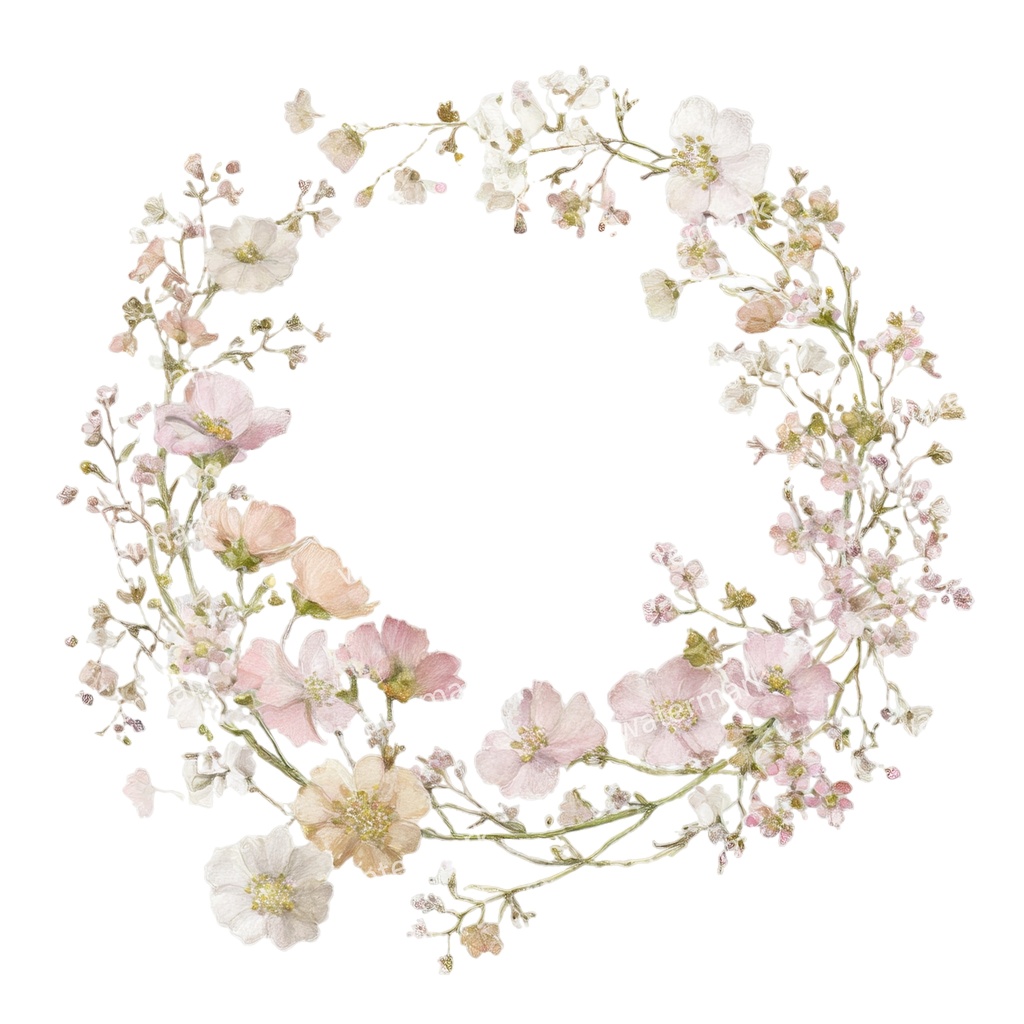 【商用利用可】ピンクフラワーフレーム(水彩花枠)クリップアート15点セット|高解像度・透過PNG|印刷OK|コラージュ・ジャンクジャーナル素材|即ダウンロード