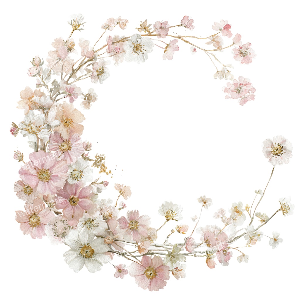 【商用利用可】ピンクフラワーフレーム(水彩花枠)クリップアート15点セット|高解像度・透過PNG|印刷OK|コラージュ・ジャンクジャーナル素材|即ダウンロード