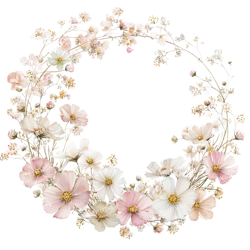 【商用利用可】ピンクフラワーフレーム(水彩花枠)クリップアート15点セット|高解像度・透過PNG|印刷OK|コラージュ・ジャンクジャーナル素材|即ダウンロード