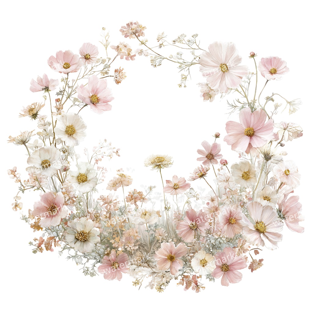 【商用利用可】ピンクフラワーフレーム(水彩花枠)クリップアート15点セット|高解像度・透過PNG|印刷OK|コラージュ・ジャンクジャーナル素材|即ダウンロード