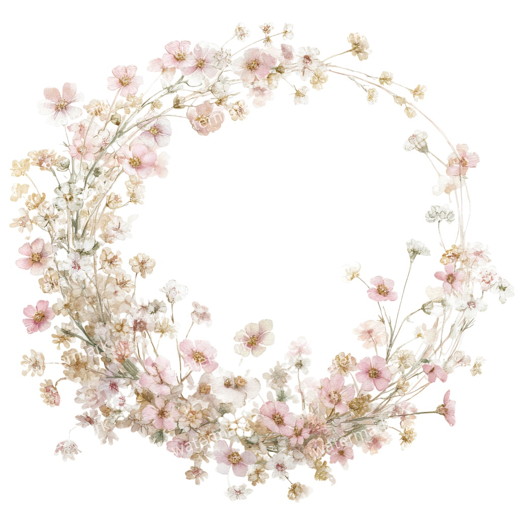 【商用利用可】ピンクフラワーフレーム(水彩花枠)クリップアート15点セット|高解像度・透過PNG|印刷OK|コラージュ・ジャンクジャーナル素材|即ダウンロード