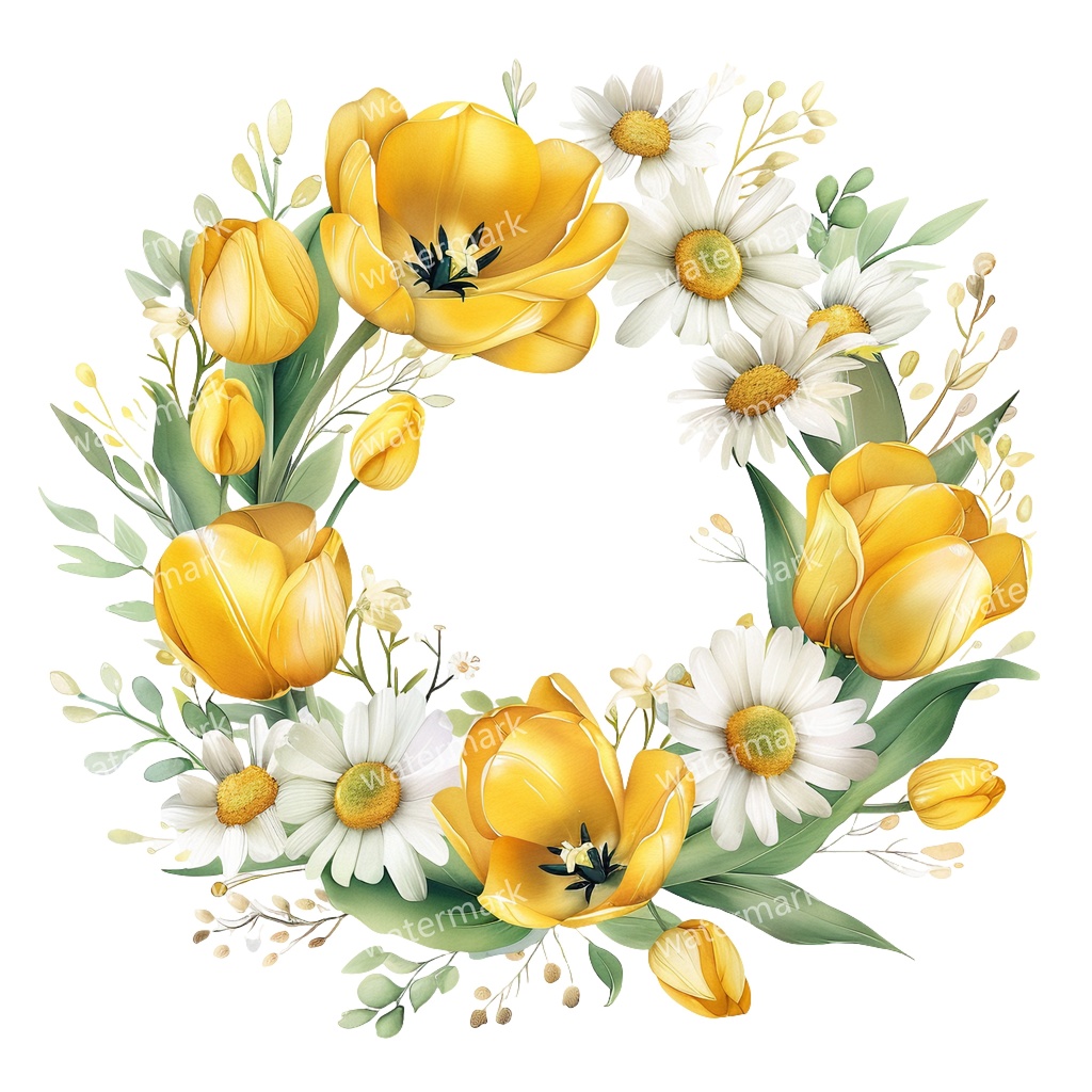 【商用利用可】イエローフラワーフレーム(水彩黄色の花枠)クリップアート20点セット|高解像度・透過PNG|印刷OK|コラージュ・ジャンクジャーナル素材|即ダウンロード