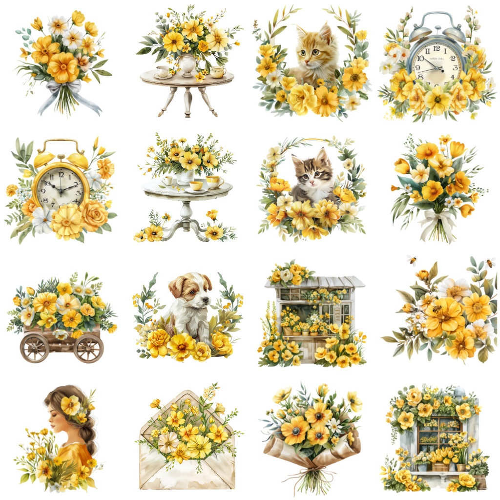 【商用利用可】エレガントフローラルクリップアート50点セット|高解像度・透過PNG|印刷OK|コラージュ・ジャンクジャーナル素材|即ダウンロード