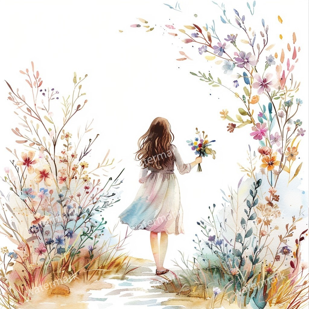 【商用利用可】小さな女の子(水彩リトルガール)クリップアート20点セット|高解像度JPG|印刷OK|コラージュ・ジャンクジャーナル素材|即ダウンロード