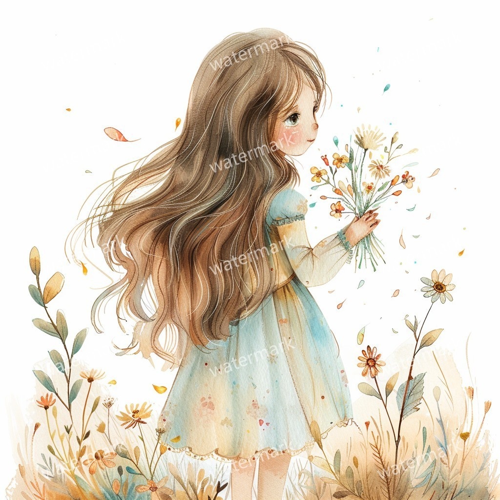 【商用利用可】小さな女の子(水彩リトルガール)クリップアート20点セット|高解像度JPG|印刷OK|コラージュ・ジャンクジャーナル素材|即ダウンロード