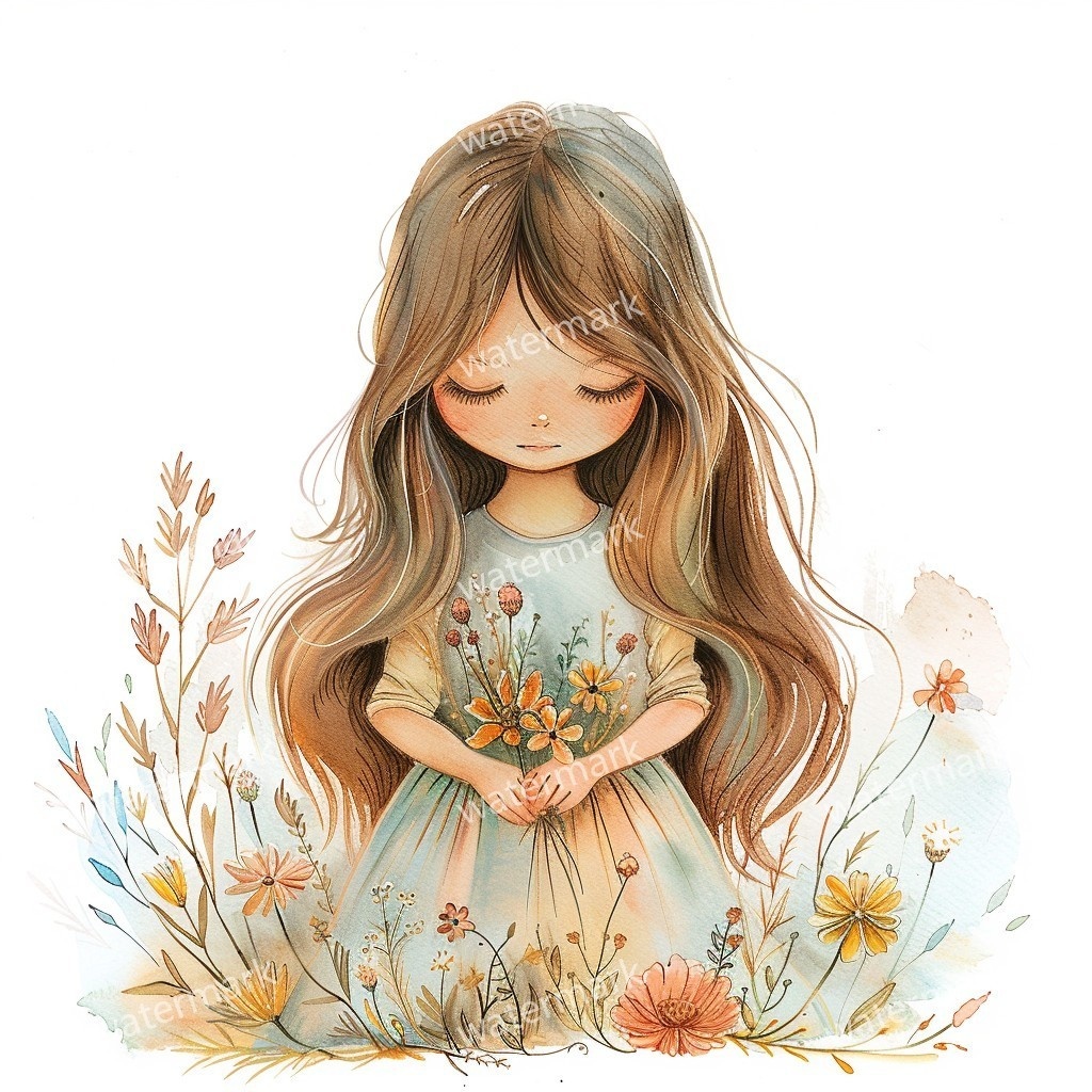 【商用利用可】小さな女の子(水彩リトルガール)クリップアート20点セット|高解像度JPG|印刷OK|コラージュ・ジャンクジャーナル素材|即ダウンロード