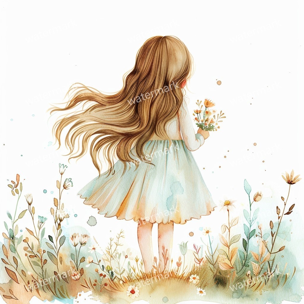 【商用利用可】小さな女の子(水彩リトルガール)クリップアート20点セット|高解像度JPG|印刷OK|コラージュ・ジャンクジャーナル素材|即ダウンロード