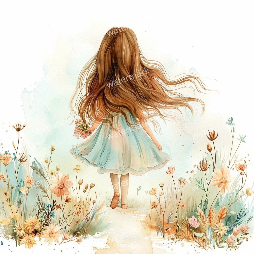 【商用利用可】小さな女の子(水彩リトルガール)クリップアート20点セット|高解像度JPG|印刷OK|コラージュ・ジャンクジャーナル素材|即ダウンロード