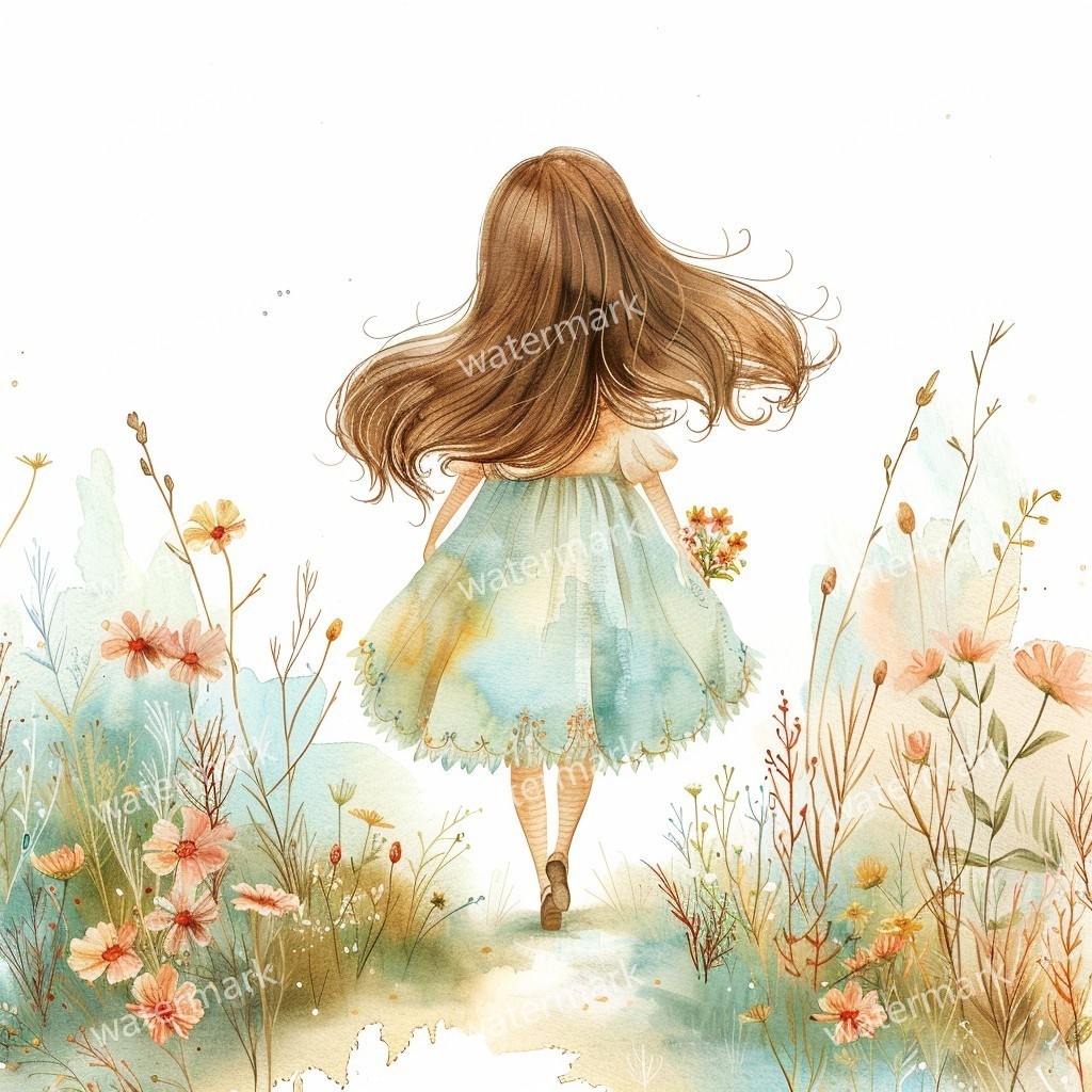 【商用利用可】小さな女の子(水彩リトルガール)クリップアート20点セット|高解像度JPG|印刷OK|コラージュ・ジャンクジャーナル素材|即ダウンロード