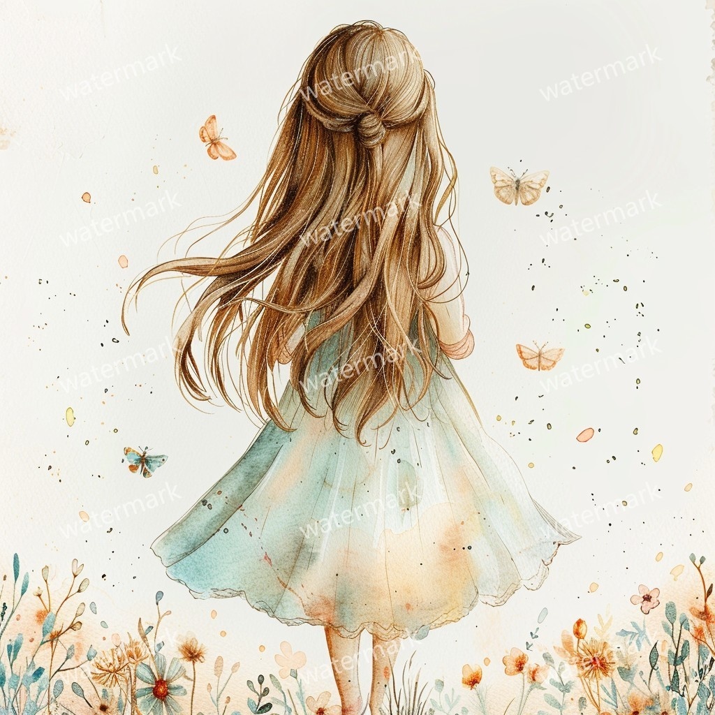 【商用利用可】小さな女の子(水彩リトルガール)クリップアート20点セット|高解像度JPG|印刷OK|コラージュ・ジャンクジャーナル素材|即ダウンロード