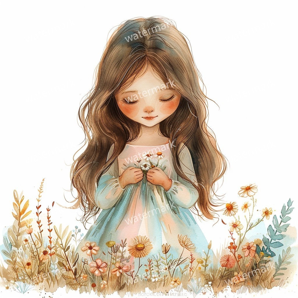 【商用利用可】小さな女の子(水彩リトルガール)クリップアート20点セット|高解像度JPG|印刷OK|コラージュ・ジャンクジャーナル素材|即ダウンロード