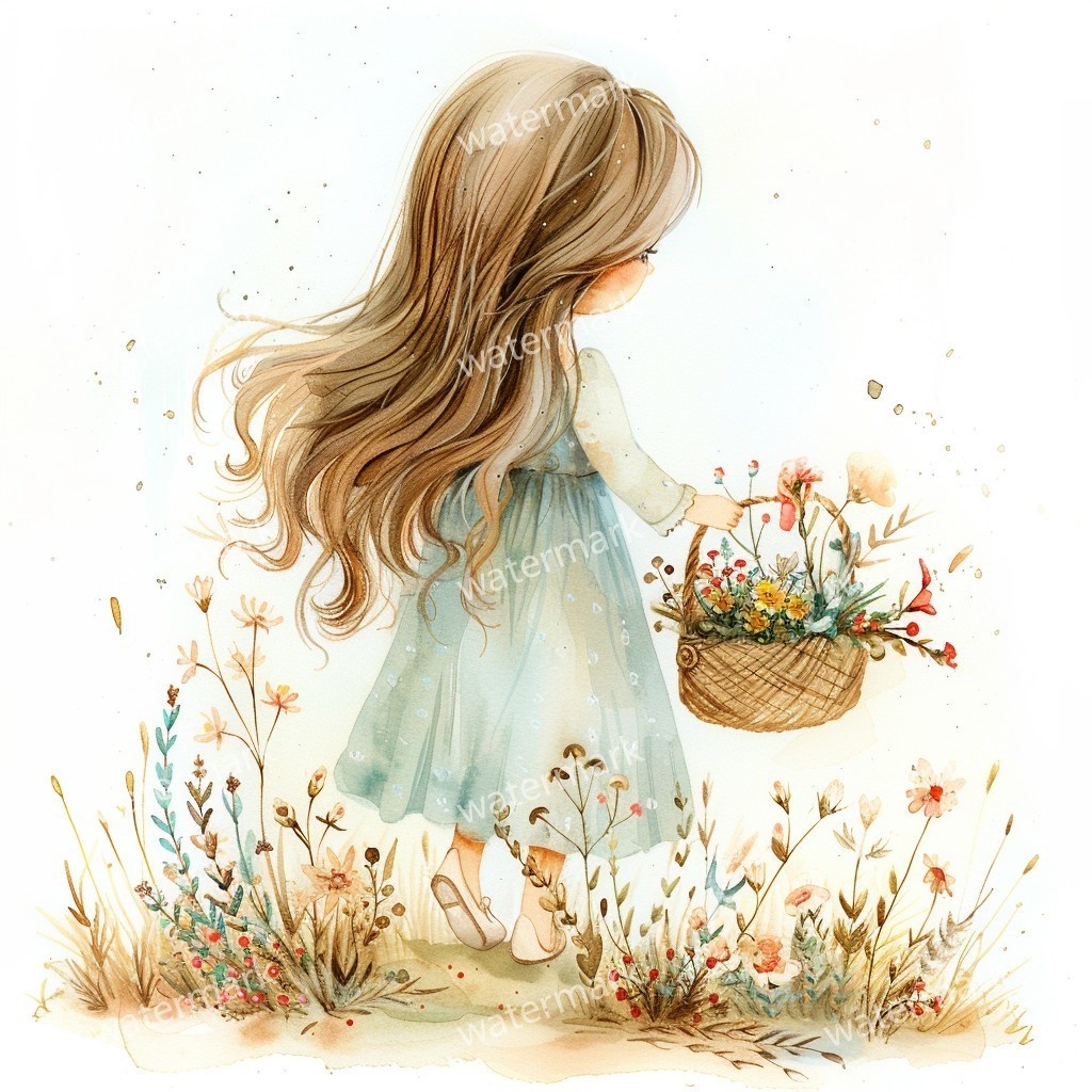 【商用利用可】小さな女の子(水彩リトルガール)クリップアート20点セット|高解像度JPG|印刷OK|コラージュ・ジャンクジャーナル素材|即ダウンロード
