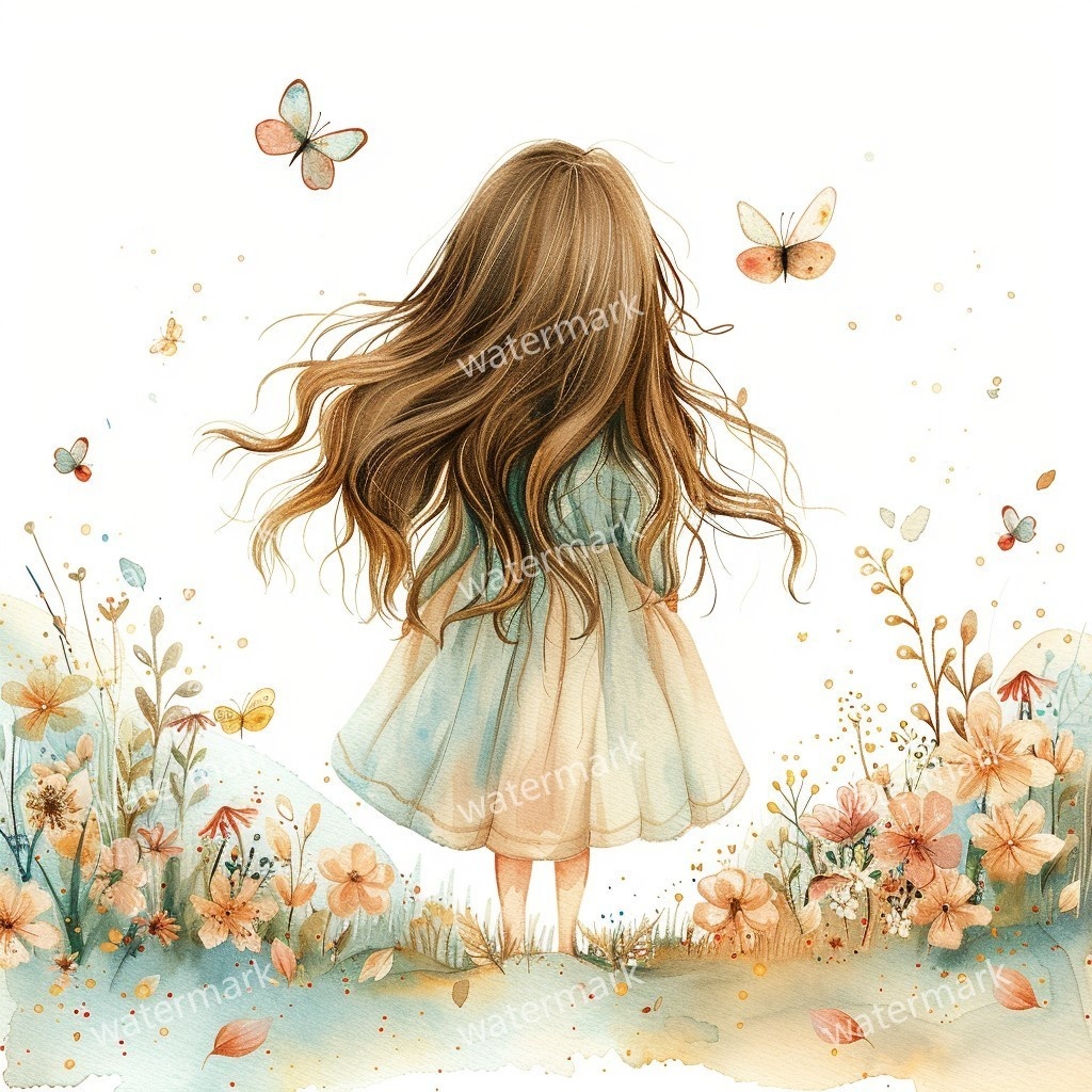 【商用利用可】小さな女の子(水彩リトルガール)クリップアート20点セット|高解像度JPG|印刷OK|コラージュ・ジャンクジャーナル素材|即ダウンロード